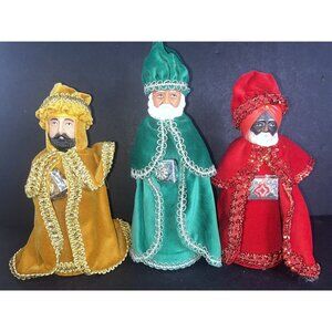 3 Christmas Wisemen Kings Velvet Clothing Mrs Butterworth Bottles Homemade 70's